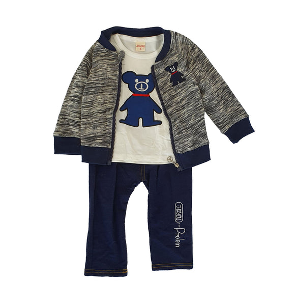 SUDADERA GRIS OSO NIÑO - BOYS SET