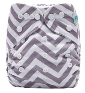 PAÑAL DE TELA CHEVRON GRIS - GREY CHEVRON CLOTH DIAPER